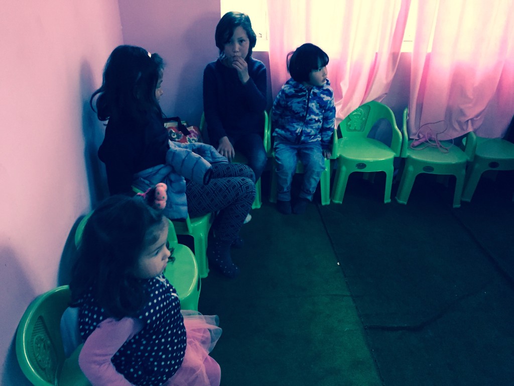 In the toddler library downstairs